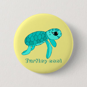 Turtley cool baby sea turtle 6 cm round badge