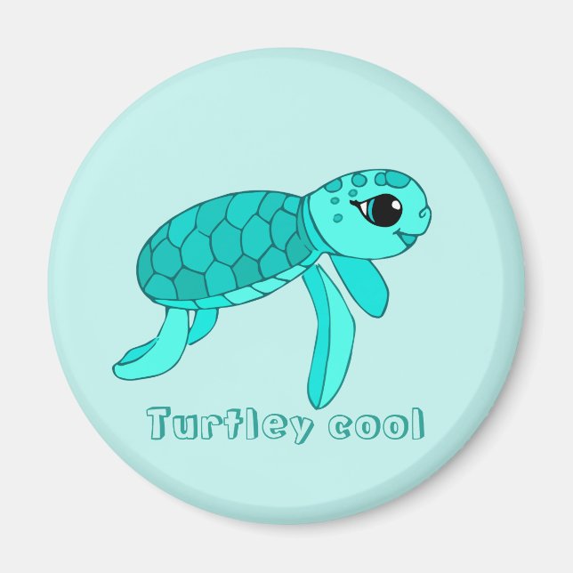 Turtley cool baby sea turtle magnet (Front)