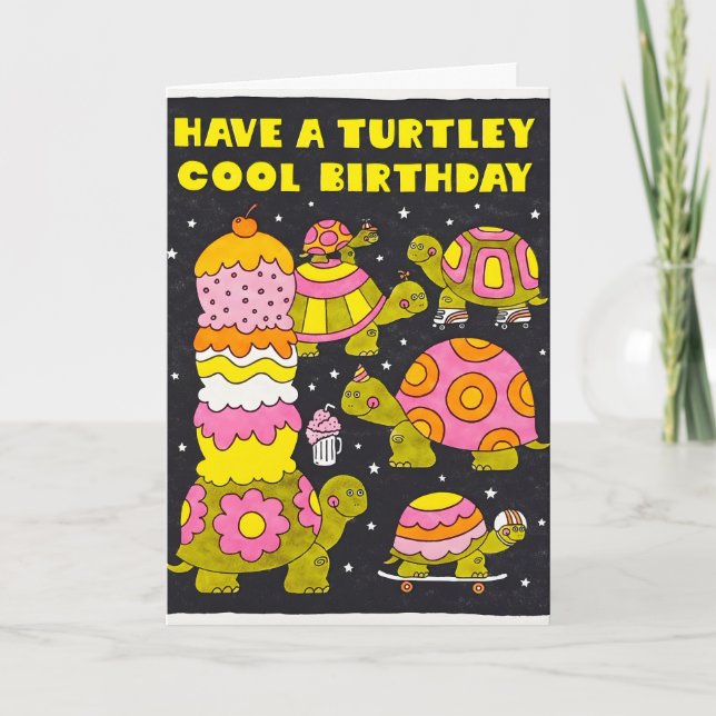 Turtley Cool Birthday Letterpress Card (Front)