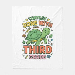 Turtley Done With Third Grade Turtle School Shirt_ Fleece Blanket