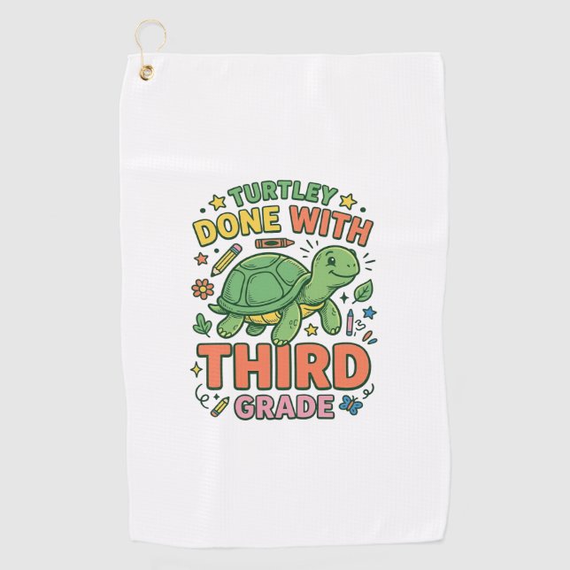 Turtley Done With Third Grade Turtle School Shirt_ Golf Towel (Front)