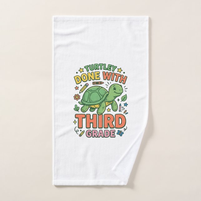 Turtley Done With Third Grade Turtle School Shirt_ Hand Towel (Hand Towel)