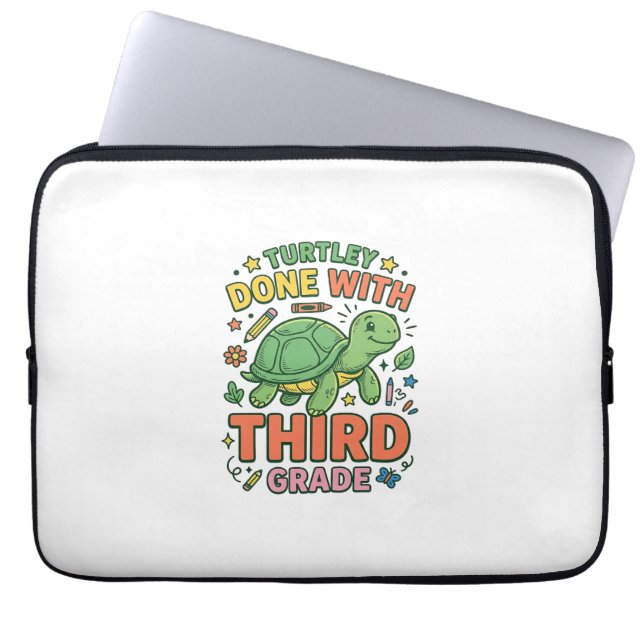Turtley Done With Third Grade Turtle School Shirt_ Laptop Sleeve (Front)