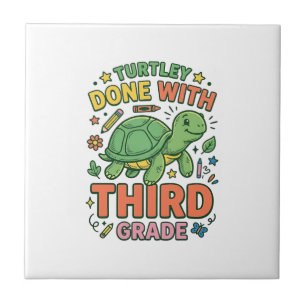 Turtley Done With Third Grade Turtle School Shirt_ Tile