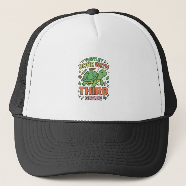 Turtley Done With Third Grade Turtle School Shirt_ Trucker Hat (Front)