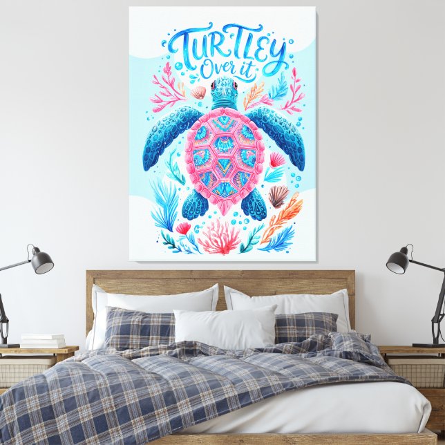 Turtley Over It Canvas Print (Insitu(Bedroom))