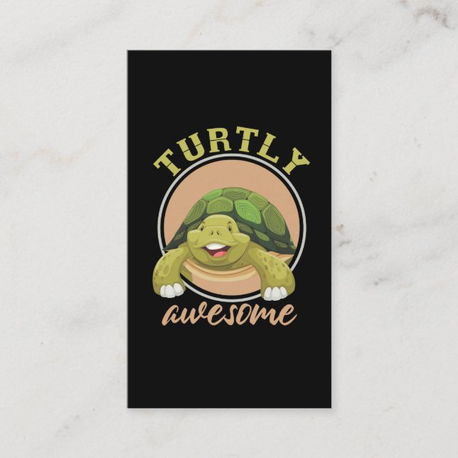 Turtly Awesome Reptile Aquarium Cute Sea Turtle Business Card (Front)
