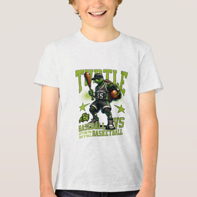 turtule basket ball game Tri-Blend shirt (Front)