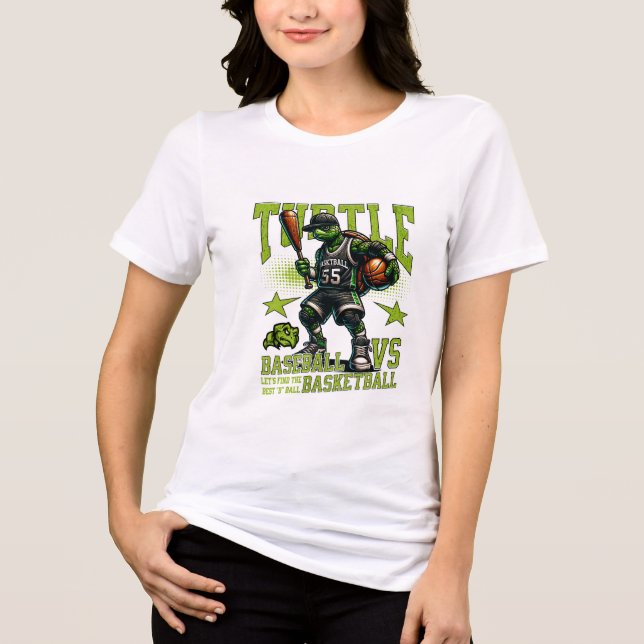 turtule basket ball game Tri-Blend shirt (Front)