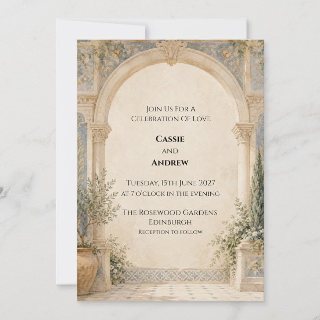 Tuscan Archway Wedding Invitation (Front)