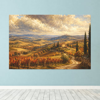 Tuscan Autumn Countryside Landscape Painting Canvas Print