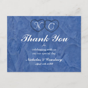 Tuscan Blue Hearts Thank You Card