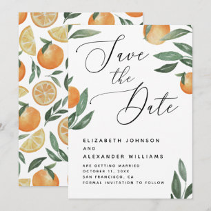 Tuscan Citrus Wedding Elegant Script Orange Save The Date