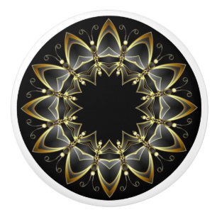 Tuscan Colors Gold/Black Kitchen Cabinet   Ceramic Knob