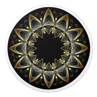 Tuscan Colours Gold/Black Kitchen Cabinet   Ceramic Knob