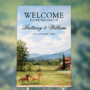 Tuscan Countryside Landscape Wedding Welcome Acrylic Sign