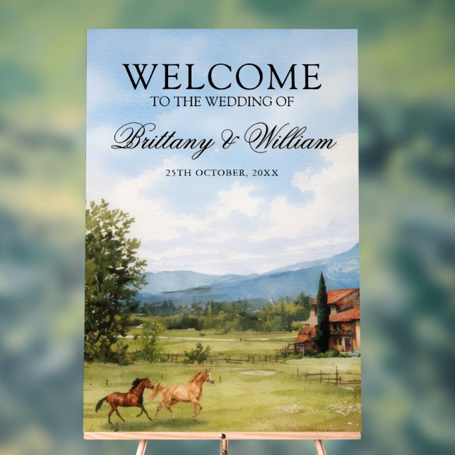 Tuscan Countryside Landscape Wedding Welcome Acrylic Sign (Neutral)
