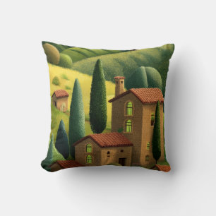 Tuscan Countryside Villa Rolling Hills Cypress Cushion