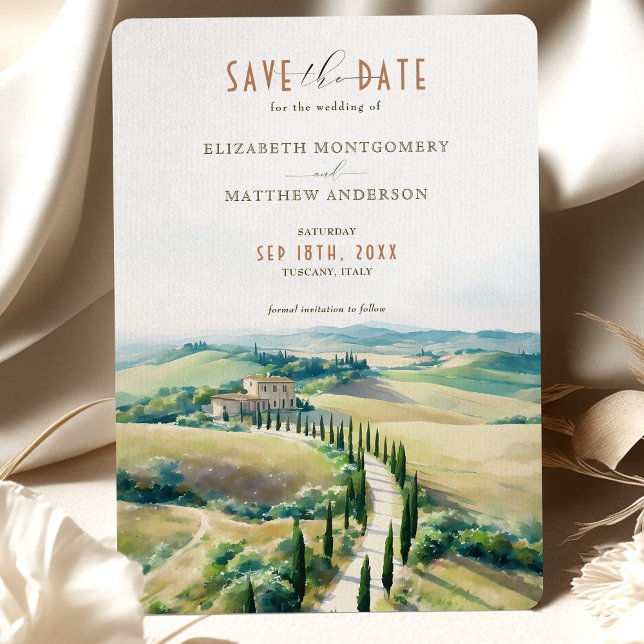 Tuscan Elegance Save the Date Italian Countryside Invitation (Creator Uploaded)