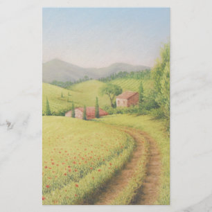 Tuscan Farmhouse, Italy in Pastel Stationery