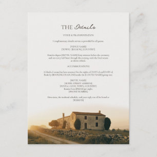 Tuscan Farmhouse Olive Cypress Wedding Details Enclosure Card