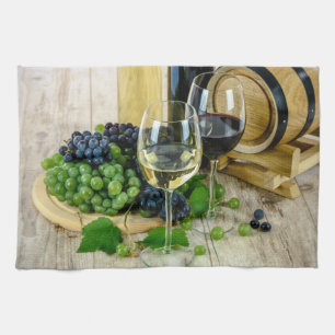 Tuscan Grapes and Wine Kitchen Towel