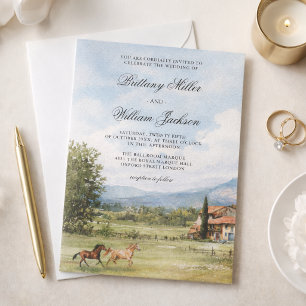 Tuscan-Inspired Countryside Landscape Wedding  Invitation