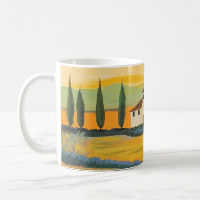 Tuscan landscape, private painter, acrylic paintin coffee mug (Left)