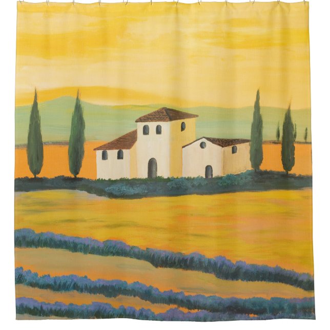 Tuscan landscape, private painter, acrylic paintin shower curtain (Front)