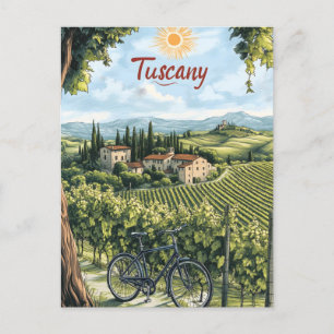 Tuscan Landscape with Vineyards and a Bicycle Postcard