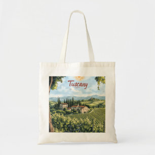 Tuscan Landscape with Vineyards and a Bicycle Tote Bag
