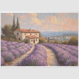 Tuscan Lavender Field with Cottage Decoupage Tissue Paper