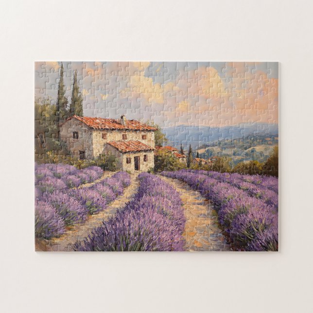 Tuscan Lavender Field with Stone Cottage Jigsaw Puzzle (Horizontal)