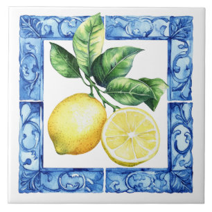 Tuscan Mediterranean Yellow Lemons Tile