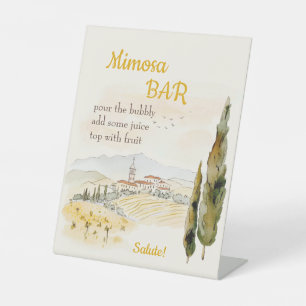 Tuscan Mimosa Bar Italian Bridal Shower Pedestal Sign