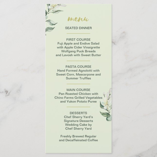 Tuscan Olive Garden Menu (Front)