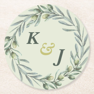 Tuscan Olive Garden Round Paper Coaster