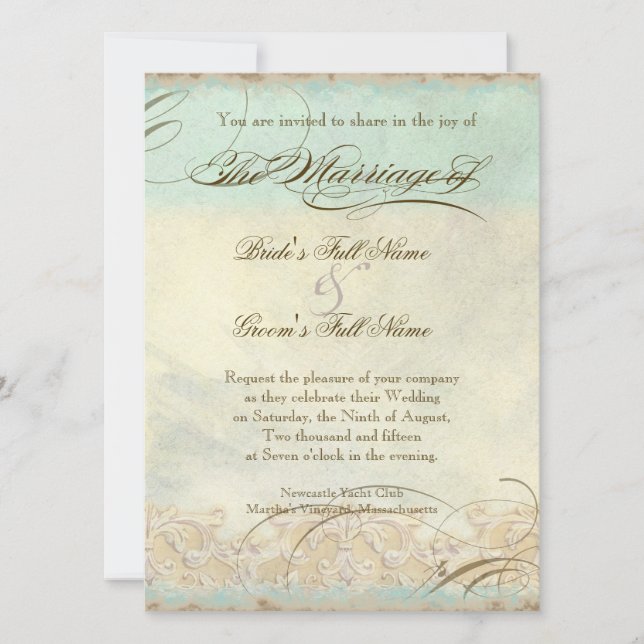 Tuscan Olive Tree n Swirl - Wedding Invitation (Front)
