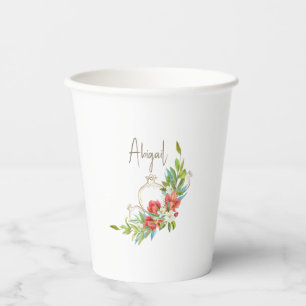 Tuscan Pomegranate Red Floral Shower Paper Cups