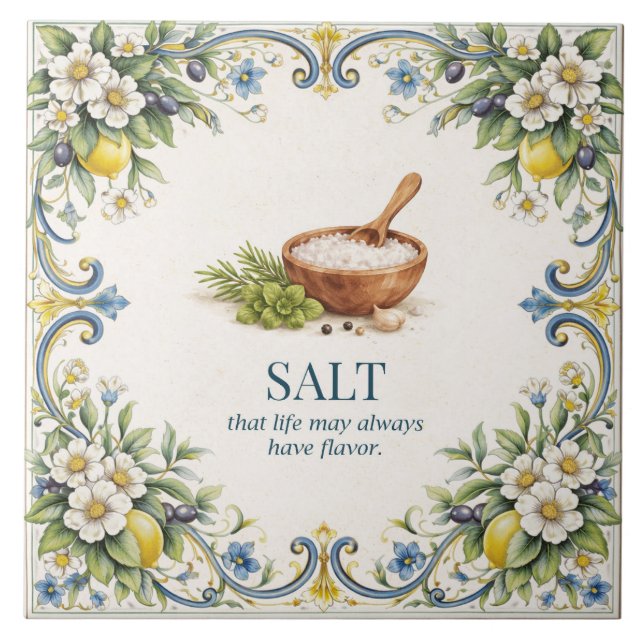 Tuscan Salt Kitchen Blessing Mediterranean Tile (Front)