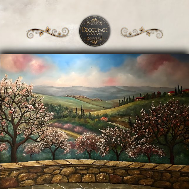Tuscan Spring Landscape Decoupage Tissue Paper (Tuscan Spring Landscape Decoupage Tissue Paper)