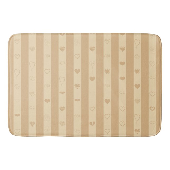 Tuscan Stripes Modern Heart Pattern Bath Mat (Front)