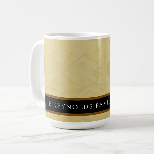 Tuscan Sun Yellow Plaster Black Band Monogram Mug (Front Left)