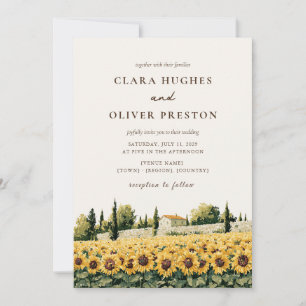 Tuscan Sunflower Field Cypress Farmhouse Wedding  Invitation