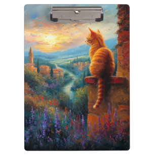 Tuscan Sunset with a Ginger Cat Clipboard
