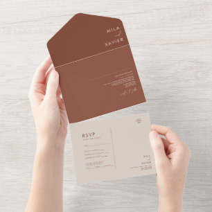 Tuscan Terracotta   Modern All-in-One Wedding All In One Invitation