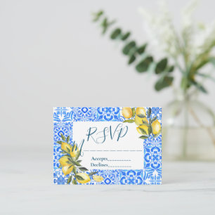 Tuscan Tile Watercolor with Lemon RSVP Enclosure Card
