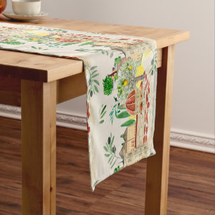 Tuscan,Tuscany,Italy,olives,lemons,  Short Table Runner