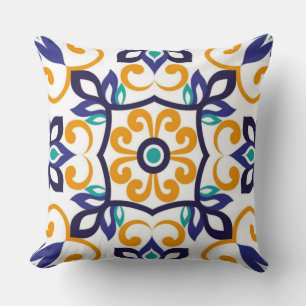 Tuscan Verve Vibrant Scrollwork  Mediterranean  Cushion