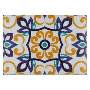 Tuscan Verve Vibrant Scrollwork  Mediterranean  Cutting Board